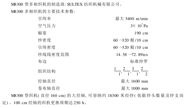 M型多相织机的生产企业与主要技术参数